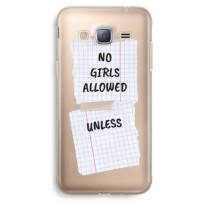 No Girls Allowed Unless: Samsung Galaxy J3 (2016) Transparant Hoesje