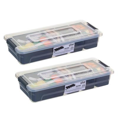 5Five Opslag sorteerbox - 2x - 6 vakjes indeling - 35 x 15 x 7 cm - kunststof - opbergdoos