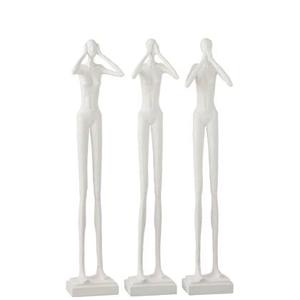 J-Line Figuur Horen|Zien|Zwijgen Poly Wit Ass3