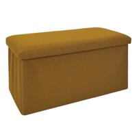 Poef/hocker opvouwbaar Atome - stof - opbergbox - okergeel - 2 persoons - 76 x 38 x 38 cm Poef/hocker opvouwbaar Atome - stof - opbergbox - okergeel - 2 persoons - 76 x 38 x 38 cm