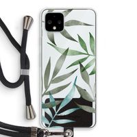 Tropical watercolor leaves: Pixel 4 XL Transparant Hoesje met koord