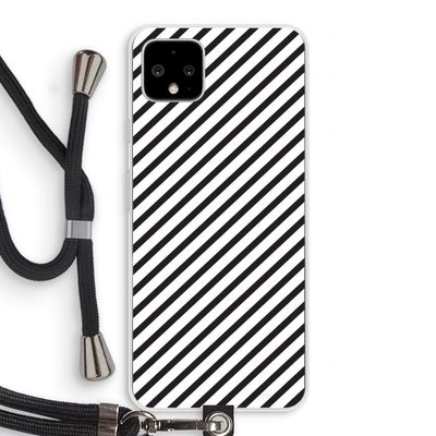 Strepen zwart-wit: Pixel 4 XL Transparant Hoesje met koord