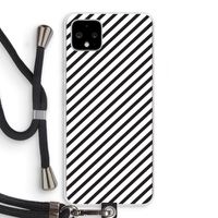 Strepen zwart-wit: Pixel 4 XL Transparant Hoesje met koord