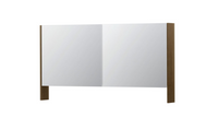 INK SPK3 spiegelkast met 2 dubbel gespiegelde deuren, open planchet, stopcontact en schakelaar 140 x 14 x 74 cm, massief eiken ash grey
