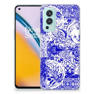 Silicone Back Case OnePlus Nord 2 5G Angel Skull Blauw