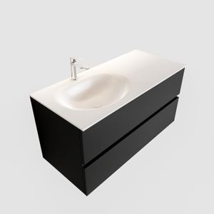 Badkamermeubel Solid Surface BWS Stockholm 100x45 cm Mat Zwart Urban Links (1 kraangat)