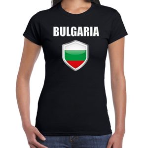 Bulgarije landen supporter t-shirt met Bulgaarse vlag schild zwart dames 2XL  -