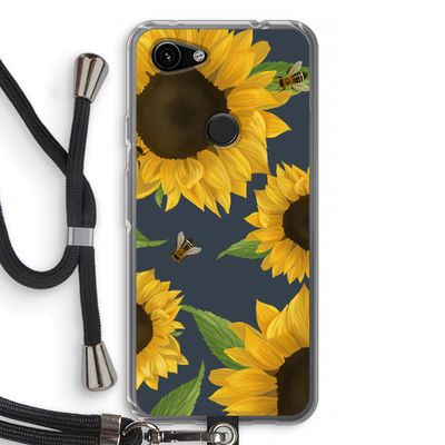Sunflower and bees: Pixel 3a Transparant Hoesje met koord