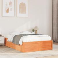 Bedframe zonder matras massief grenenhout wasbruin 120x200 cm