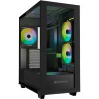 Sharkoon rebel c60 rgb midi tower behuizing (zwart | 2x usb-a | 1x usb-c | rgb | tempered glass)