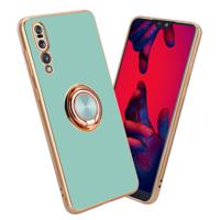 Cadorabo Hoesje geschikt voor Huawei P20 PRO / P20 PLUS in Glossy Turquoise - Goud - Beschermhoes Camerabescherming - thumbnail