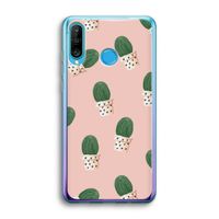 Cactusprint roze: Huawei P30 Lite Transparant Hoesje