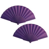 Spaanse Handwaaier - 2x - paars - 23 x 43 cm - Verkoeling waaiers voor zomerse themperatuur