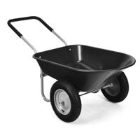 Kruiwagen met 2 Banden Zware Kar met Stalen Frame en 35,5 cm Luchtbanden 100 kg Laadvermogen Zwart