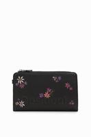 Grote portemonnee met bloemen - BLACK - U