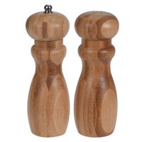 Setje Bamboe houten pepermolen en zoutmolen 16 cm Setje Bamboe houten pepermolen en zoutmolen 16 cm