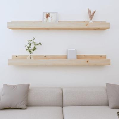 Wandschappen 2 st 110x12x9 cm massief grenenhout
