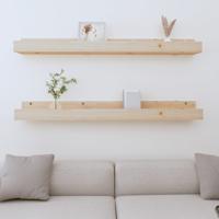 Wandschappen 2 st 110x12x9 cm massief grenenhout