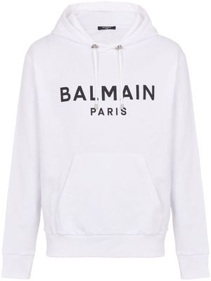 Balmain hoodie à logo imprimé - Blanc