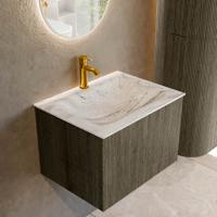 Badmeubel Mondiaz Kurve-Dlux | 60 cm cm | Meubelkleur Shadow | Wastafelkleur Glace | Solid surface | Wasbak midden spoelbak | 1 kraangat