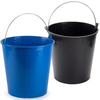 Blauwe en zwarte schoonmaakemmers/huishoudemmers set 15 liter en 32 x 31 cm