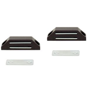 2x stuks magneetsnapper / magneetsnappers met metalen sluitplaat bruin 6 x 3,8 x 1,6 cm