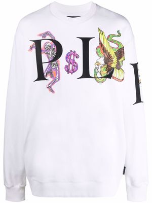 Philipp Plein sweat en coton à imprimé graphique - Blanc
