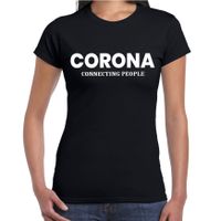 Corona connecting people fun drank shirt zwart voor dames drank thema 2XL  - - thumbnail