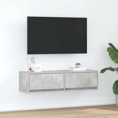TV-kast met lade Betongrijs 100 x 31 x 25,5 cm Bewerkt hout