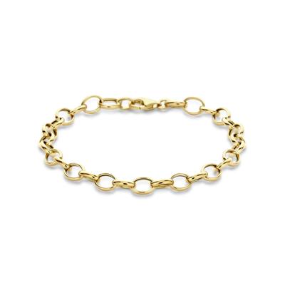 14k Geelgouden Armband met Fantasie Schakels - 19cm Draaglengte en 6mm Schakelbreedte