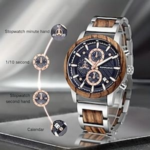 houten herenhorloges multifunctionele quartz chronograaf Datumweergave horloge voor heren handgemaakt houten polshorloge lichtgevend stijlvol casual Lightinthebox