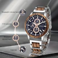 houten herenhorloges multifunctionele quartz chronograaf Datumweergave horloge voor heren handgemaakt houten polshorloge lichtgevend stijlvol casual Lightinthebox