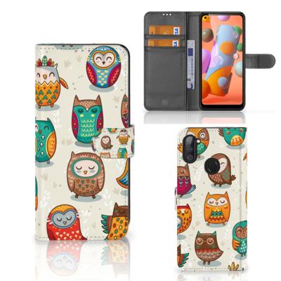 Samsung Galaxy M11 | A11 | Telefoonhoesje | Met pasjeshouder | Vrolijke Uilen