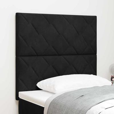 Hoofdbord Wandgemonteerd Geometrisch Zwart 100 cm Fluweel