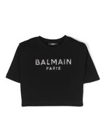 Balmain Kids t-shirt strassé à logo imprimé - Noir