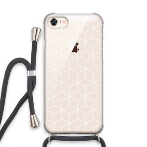 Zwart-witte kubussen: iPhone 7 Transparant Hoesje met koord