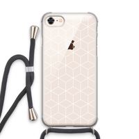 Zwart-witte kubussen: iPhone 7 Transparant Hoesje met koord