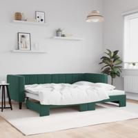 Slaapbank met onderschuifbed 80x200 cm fluweel donkergroen