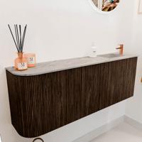 Toiletmeubel Mondiaz Joya Dlux | 111.6 cm | Meubelkleur Walnut | Faye wastafel Glace Wasbak Rechts | 1 kraangat