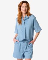HEMA Damesshirt Lila Tencel Middenblauw (middenblauw)