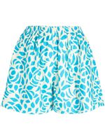 Bambah Camelia floral-print linen shorts - Bleu