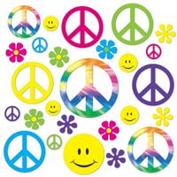 Wand feest decoratie hangers - Sixties Hippie Flower Power peace thema - 42 delig