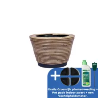 Drypot rond streep d27h20cm grijs