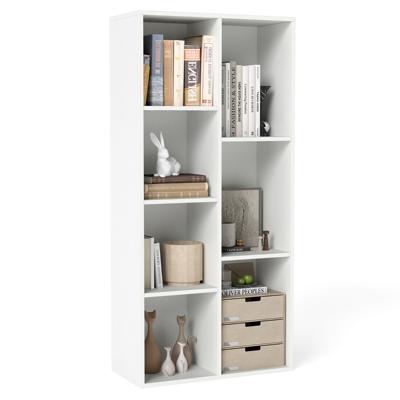 Boekenkast met 7 Vakken Verticale Rekkenkast Geschikt voor Horizontale of Verticale Plaatsing Houten Kubusrekken-Wit