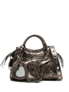 Balenciaga sac cabas Neo Cagole XS à fini métallisé - Marron