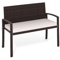 Polyrattan Tuinbank met Zitkussen Weerbestendige Balkonbank tot 360 kg Belastbaar Balkonbank Beige