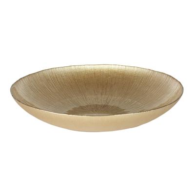 Salade serveer schaal - Fruitschaal/fruitmand - Glas - D40 x H6 cm - goud