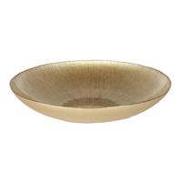 Salade serveer schaal - Fruitschaal/fruitmand - Glas - D40 x H6 cm - goud
