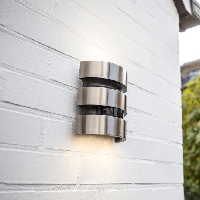 Buitenlamp zilver met sensor &apos;Maya&apos; stainless steel led 3000k 17 cm - thumbnail