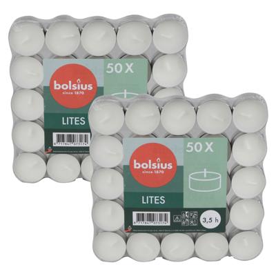 Bolsius Waxine/theelichtjes - 100x stuks - 3,5 branduren - theelichtjes - kaarsjes